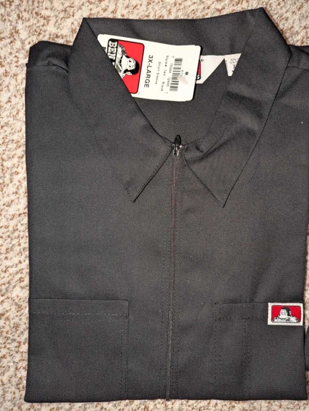 Ben Davis Railroad 1/2 Zip Shirt, Black, Men's 3XL, NWT